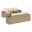 vidaXL 7 Piece Solid Acacia Wood Sofa Set in Beige