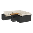 vidaXL 9 Piece Solid Acacia Wood Sofa Set in Black