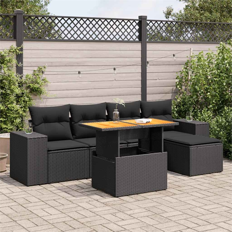 vidaXL Poly Rattan Sofa Set in Black