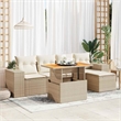vidaXL 6 Piece Poly Rattan Sofa Set in White/Cream/Beige
