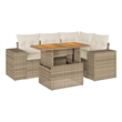 vidaXL 5 Piece Solid Acacia Wood Sofa Set in Beige