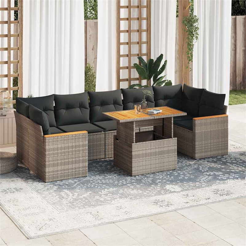 vidaXL 7 Piece Solid Acacia Wood Sofa Set in Gray