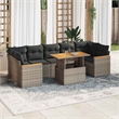 vidaXL 7 Piece Solid Acacia Wood Sofa Set in Gray