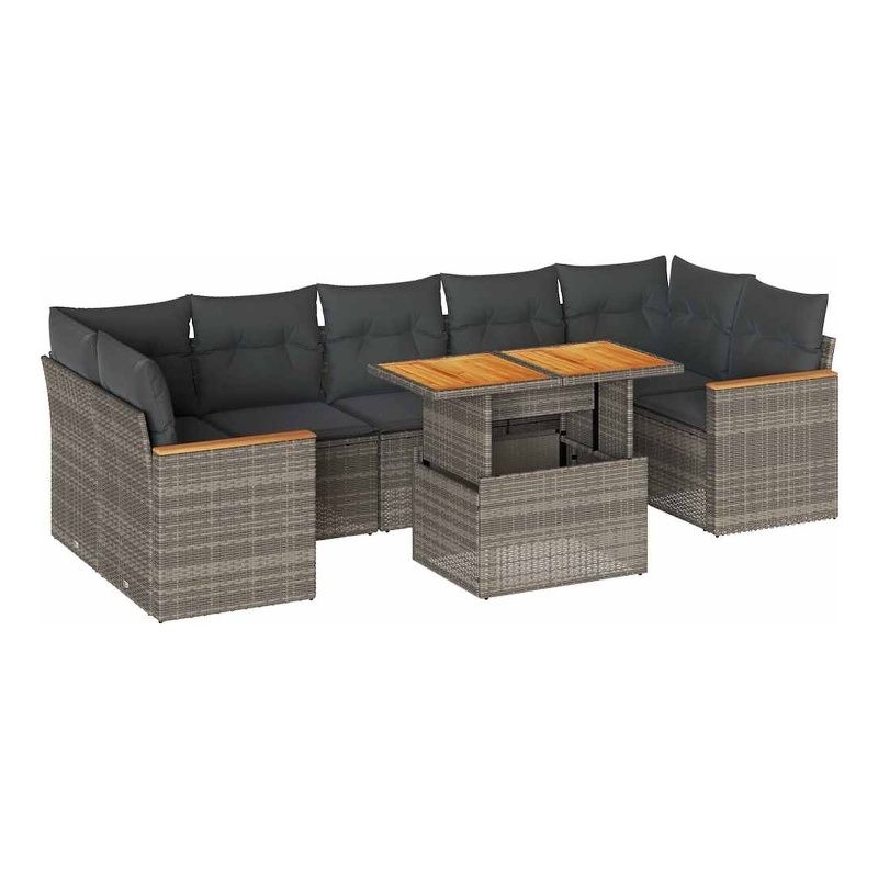 vidaXL 7 Piece Solid Acacia Wood Sofa Set in Gray