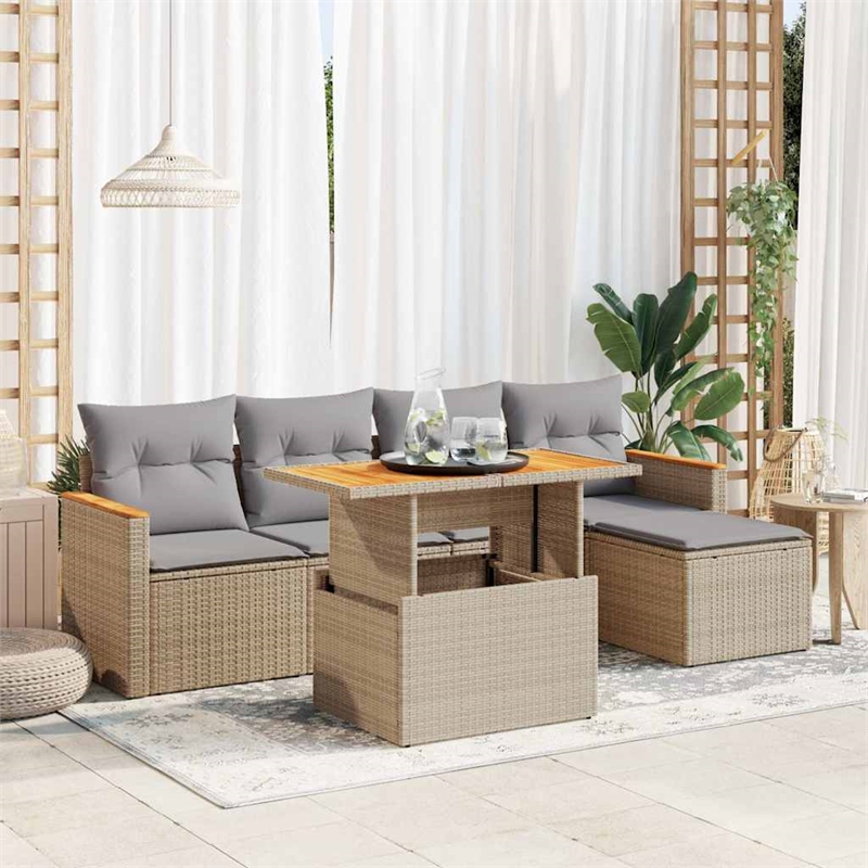 vidaXL 6 Piece Sofa Set in Gray/Beige