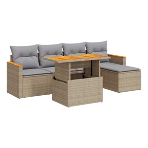 vidaXL 6 Piece Sofa Set in Gray/Beige