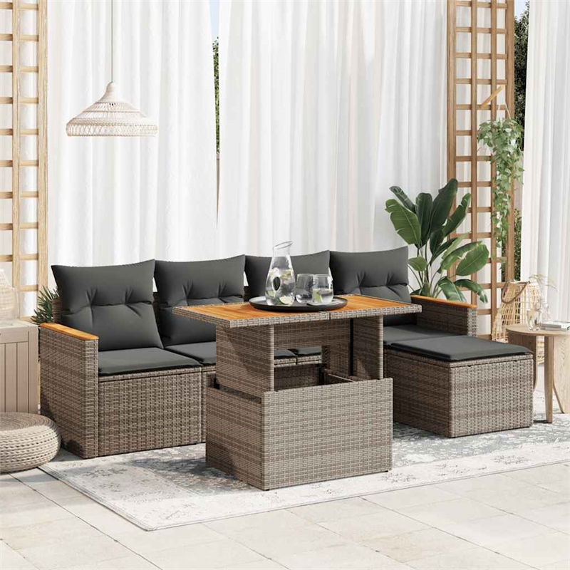 vidaXL 6 Piece Steel Small Sofa Set in Gray