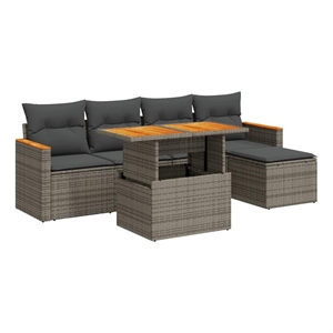 vidaXL 6 Piece Steel Small Sofa Set in Gray