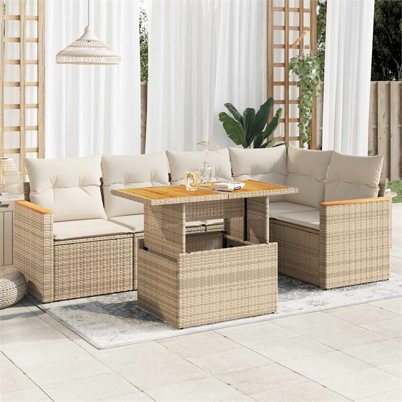 vidaXL 6 Piece Steel Sofa Set in White/Cream/Beige