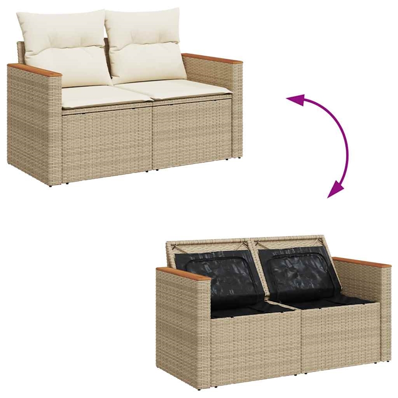 vidaXL 6 Piece Steel Sofa Set in White/Cream/Beige