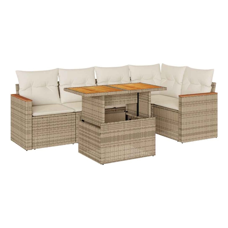 vidaXL 6 Piece Steel Sofa Set in White/Cream/Beige