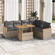 vidaXL 7 Piece Poly Rattan Sofa Set in Gray/Beige