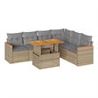 vidaXL 7 Piece Poly Rattan Sofa Set in Gray/Beige