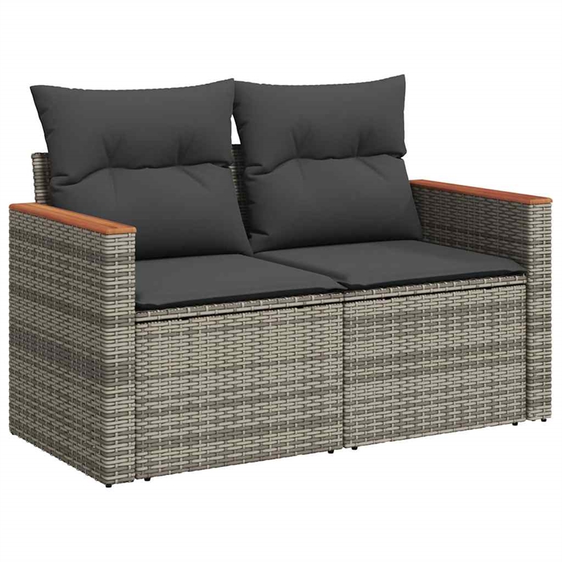 vidaXL 7 Piece Solid Acacia Wood Sofa Set in Gray