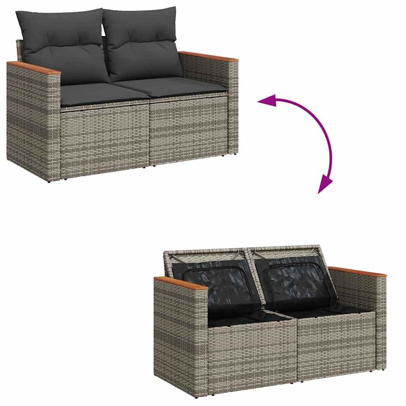 vidaXL 7 Piece Solid Acacia Wood Sofa Set in Gray