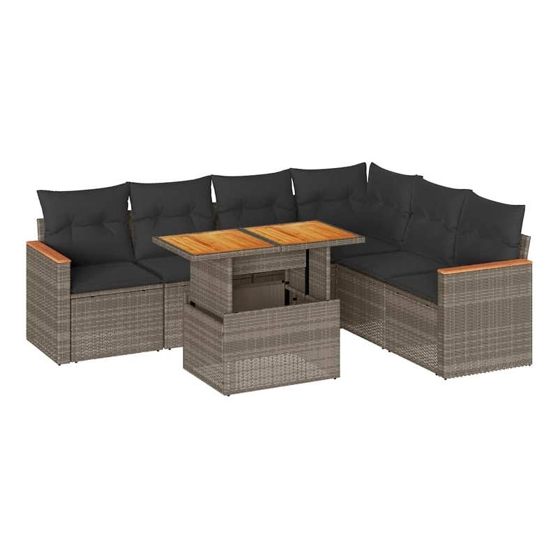vidaXL 7 Piece Solid Acacia Wood Sofa Set in Gray