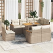 vidaXL 9 Piece Solid Acacia Wood Sofa Set in Beige
