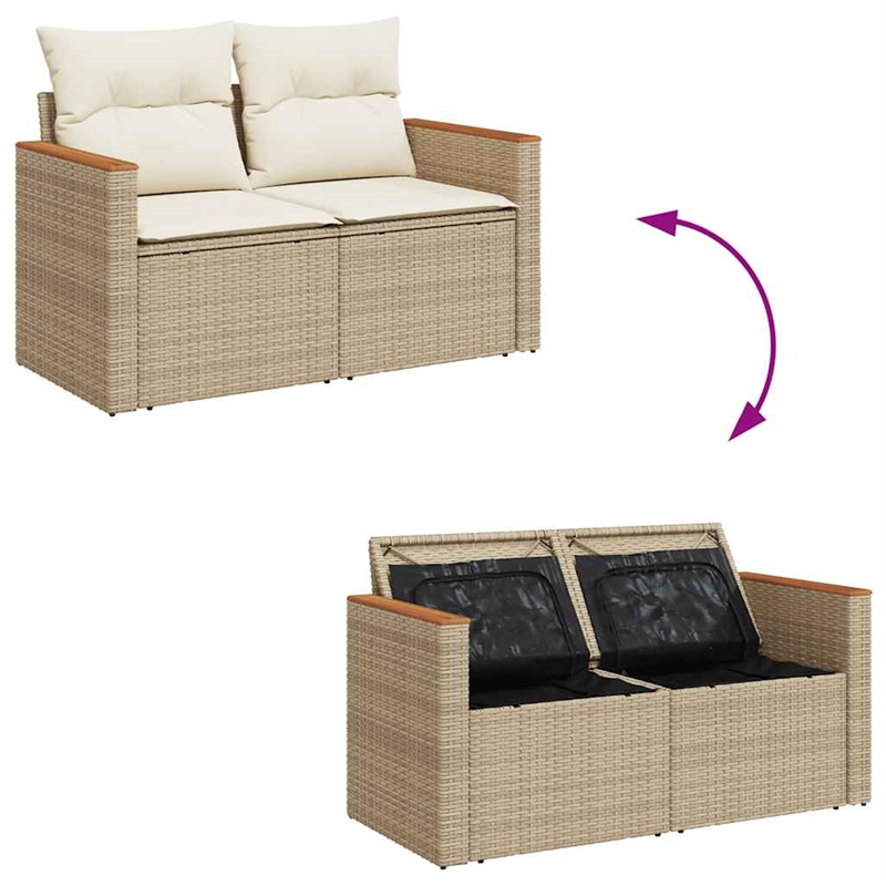 vidaXL 9 Piece Solid Acacia Wood Sofa Set in Beige