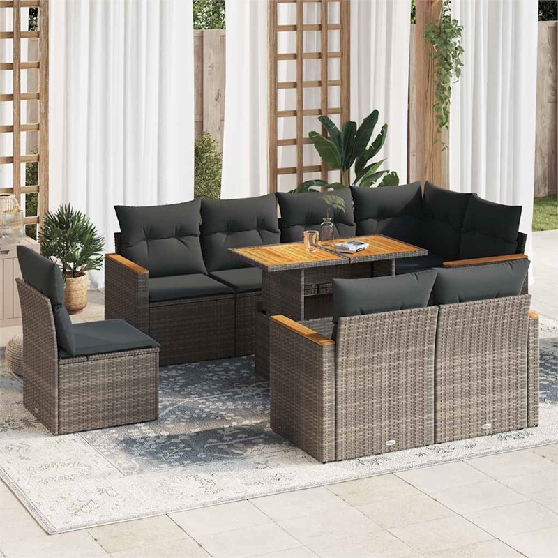 vidaXL 9 Piece Steel Sofa Set in Gray