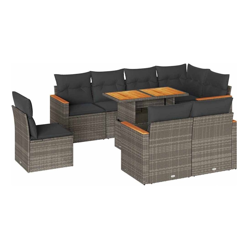 vidaXL 9 Piece Steel Sofa Set in Gray