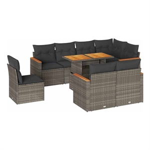 vidaXL 9 Piece Steel Sofa Set in Gray