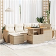 vidaXL 7 Piece Solid Acacia Wood Sofa Set in Beige