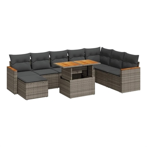 vidaXL 9 Piece Steel Sofa Set in Gray