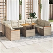 vidaXL 10 Piece Solid Acacia Wood Large Sofa Set in Beige