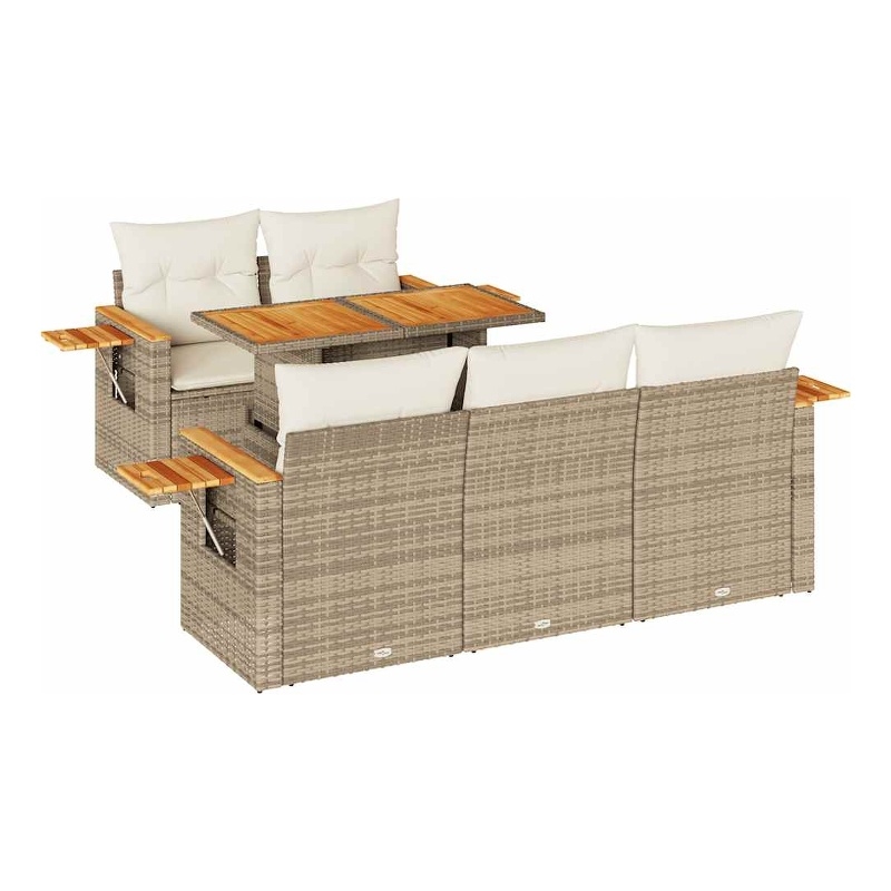 vidaXL Solid Acacia Wood Sofa Set in Beige