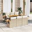 vidaXL 7 Piece Solid Acacia Wood Sofa Set in Beige
