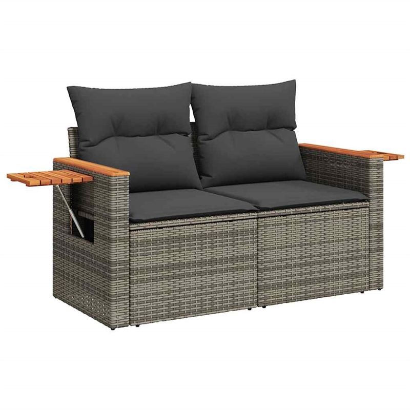 vidaXL 7 Piece Solid Acacia Wood Sofa Set in Gray
