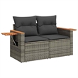 vidaXL 7 Piece Solid Acacia Wood Sofa Set in Gray