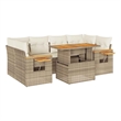 vidaXL 7 Piece Solid Acacia Wood Sofa Set in Beige