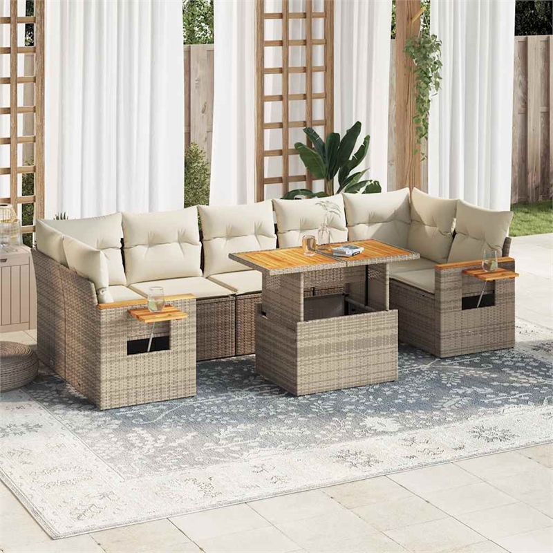 vidaXL Steel Sofa Set in Beige