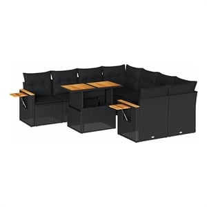 vidaXL 9 Piece Poly Rattan Sofa Set in Black
