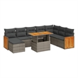 vidaXL 9 Piece Solid Acacia Wood Sofa Set in Gray