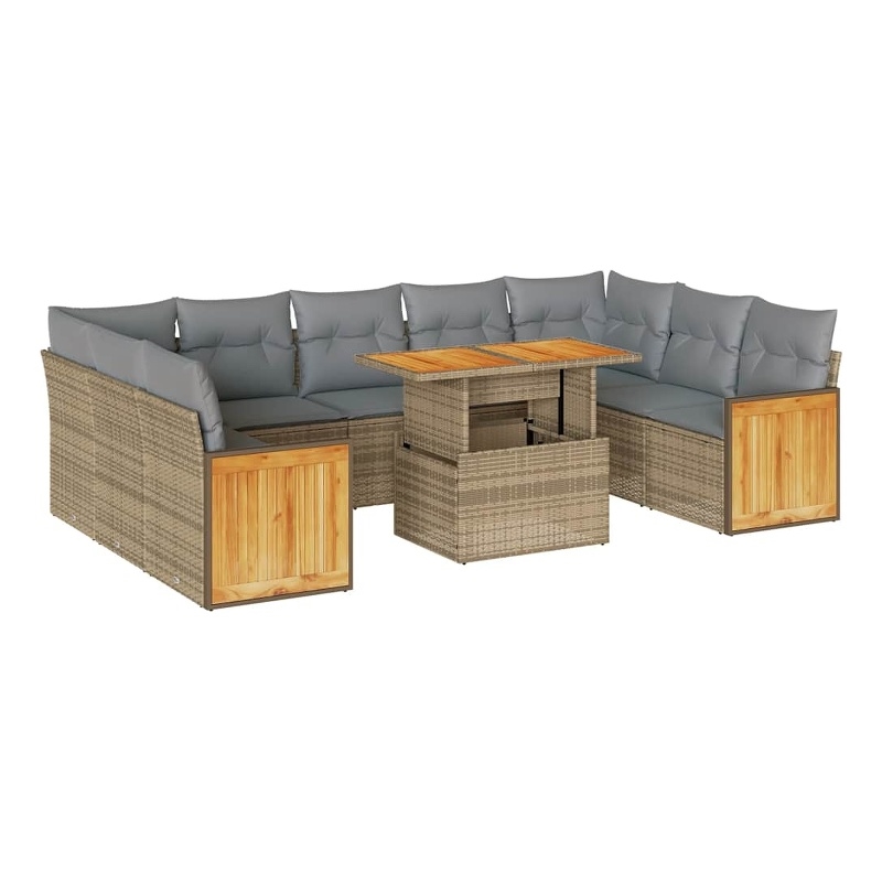 vidaXL 10 Piece Steel Sofa Set in Beige