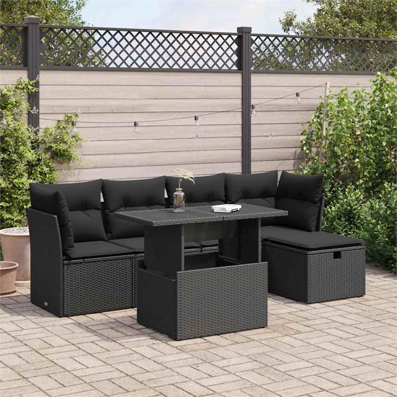 vidaXL Poly Rattan Sofa Set in Black
