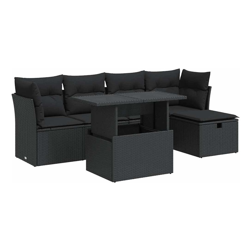 vidaXL Poly Rattan Sofa Set in Black