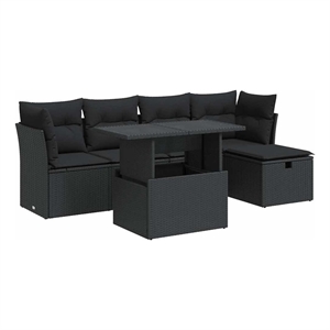 vidaXL Poly Rattan Sofa Set in Black