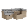vidaXL 7 Piece Poly Rattan Sofa Set in Gray/Beige