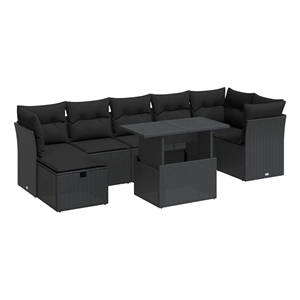 vidaXL 8 Piece Poly Rattan Sofa Set in Black