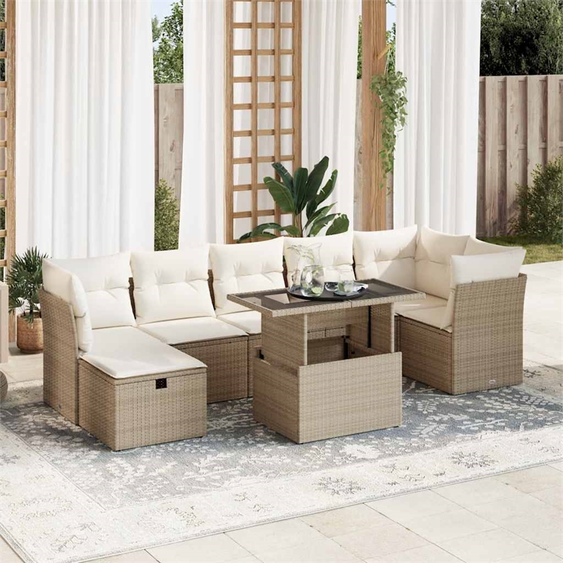 vidaXL Steel Sofa Set in White/Cream/Beige