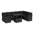 vidaXL 9 Piece Poly Rattan Large Sofa Set in Black