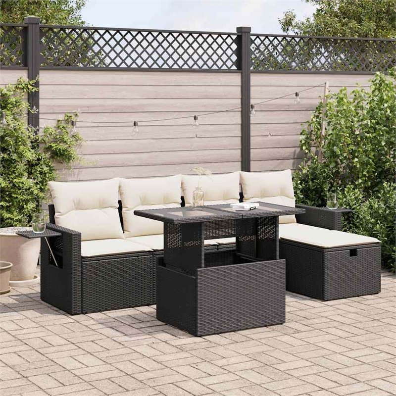 vidaXL 6 Piece Sofa Set in Black/White/Cream