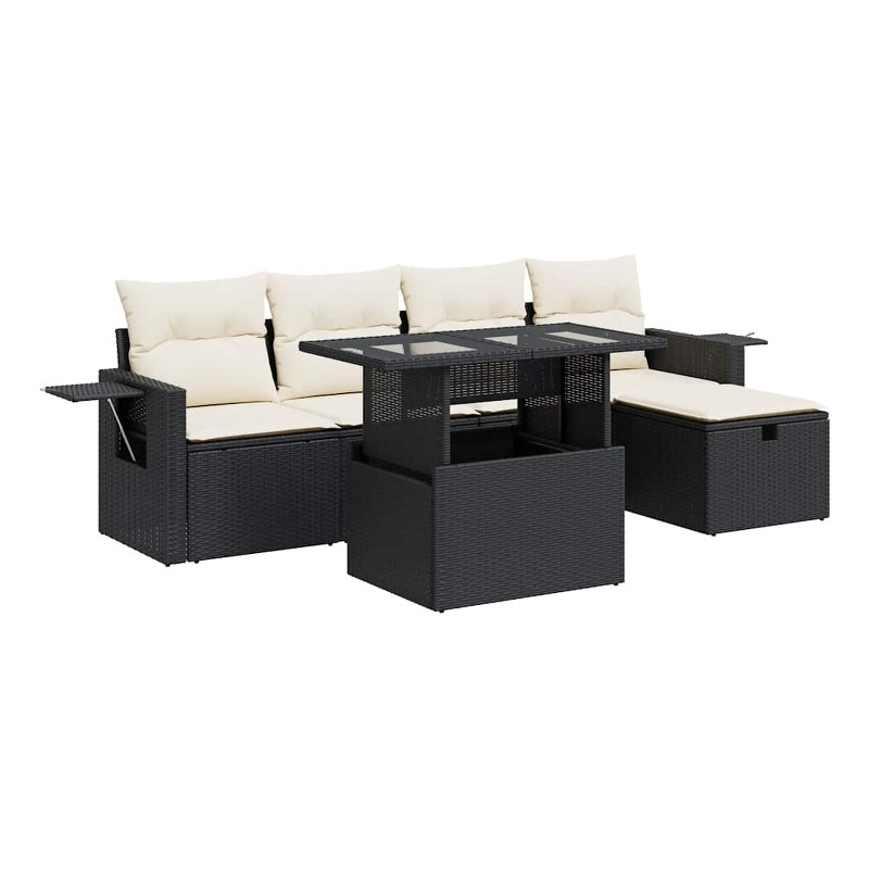 vidaXL 6 Piece Sofa Set in Black/White/Cream