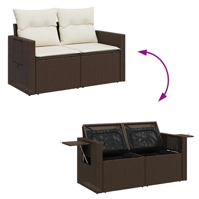 vidaXL 6 Piece Sofa Set in White/Brown/Cream