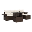 vidaXL 6 Piece Sofa Set in White/Brown/Cream