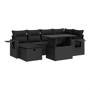 vidaXL 7 Piece Poly Rattan Medium Sofa Set in Black