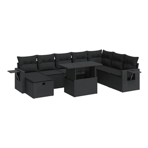 vidaXL 9 Piece Poly Rattan Sofa Set in Black